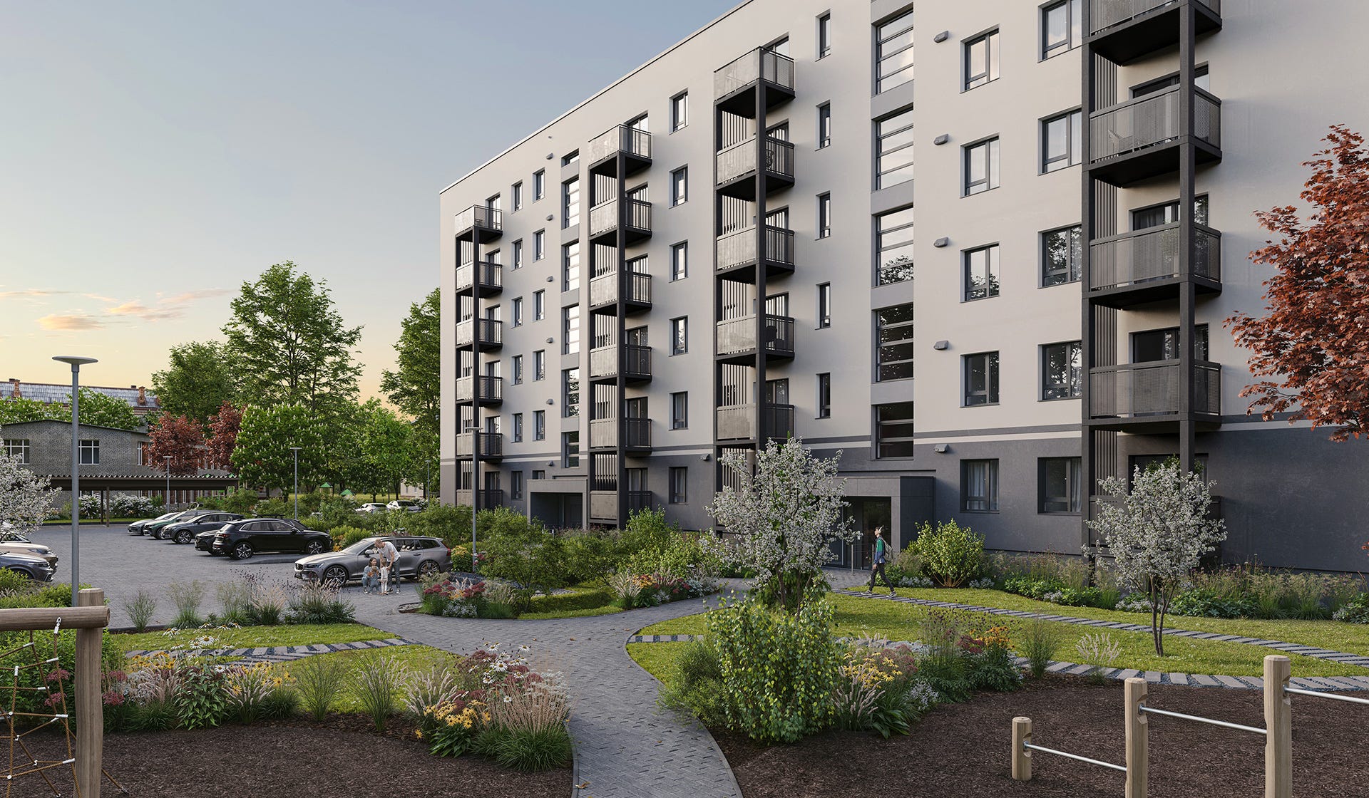 Vizualizācija - Jaunais Bonava Latvija projekts Šampēterī  "Šampētera kvartāls" - otrā projekta ēka Stendes ielā 8 